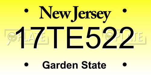 17TE522 New Jersey License Plate