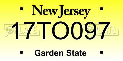 17TO097 New Jersey License Plate