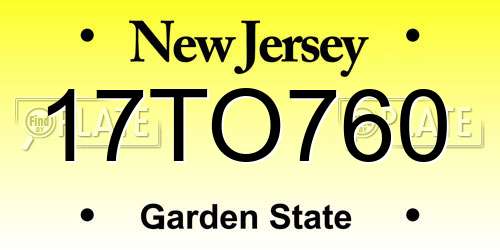 17TO760 New Jersey License Plate