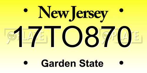 17TO870 New Jersey License Plate
