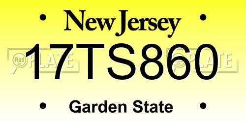 17TS860 New Jersey License Plate