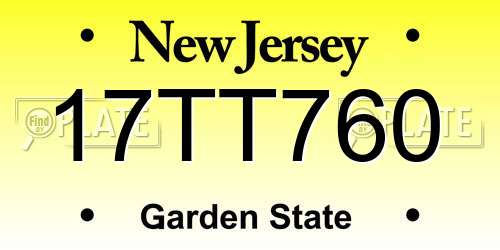 17TT760 New Jersey License Plate