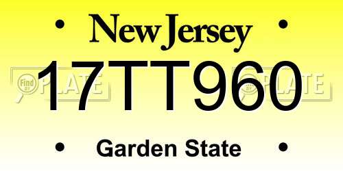 17TT960 New Jersey License Plate