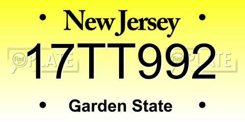 17TT992 New Jersey License Plate