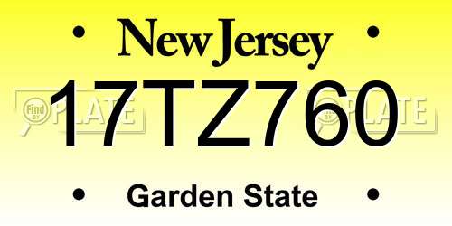 17TZ760 New Jersey License Plate
