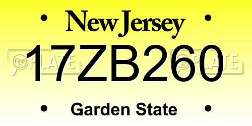 17ZB260 New Jersey License Plate