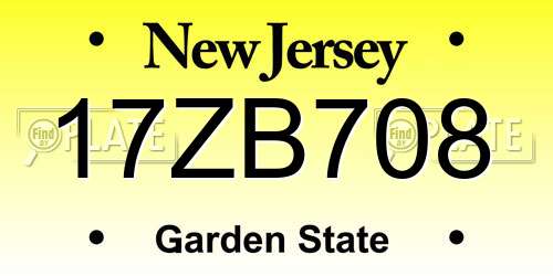 17ZB708 New Jersey License Plate