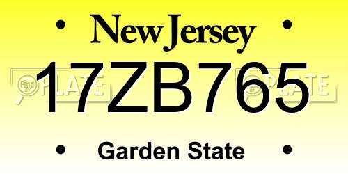 17ZB765 New Jersey License Plate