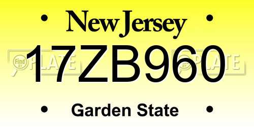 17ZB960 New Jersey License Plate