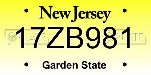 17ZB981 New Jersey License Plate