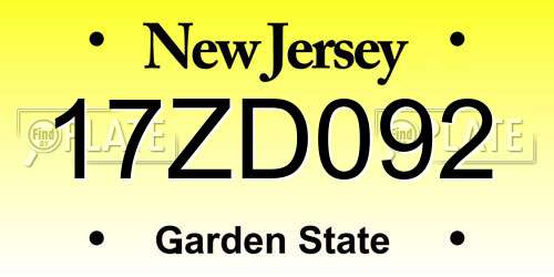 17ZD092 New Jersey License Plate