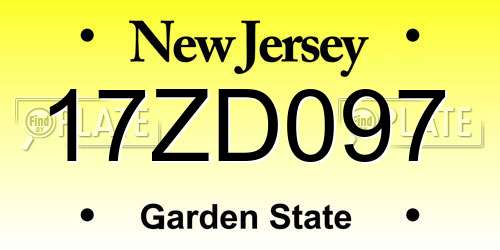 17ZD097 New Jersey License Plate