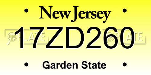 17ZD260 New Jersey License Plate