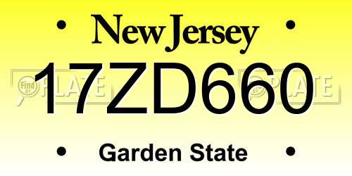 17ZD660 New Jersey License Plate