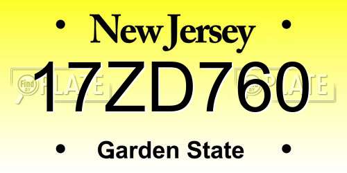 17ZD760 New Jersey License Plate