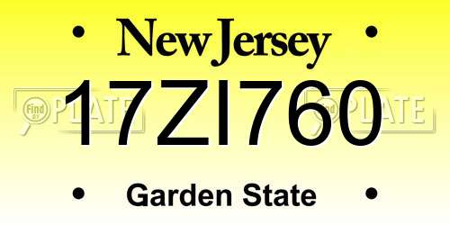 17ZI760 New Jersey License Plate