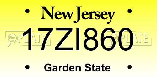17ZI860 New Jersey License Plate