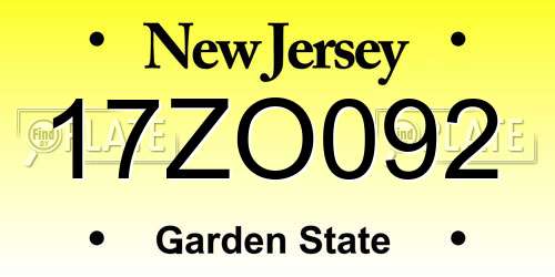 17ZO092 New Jersey License Plate