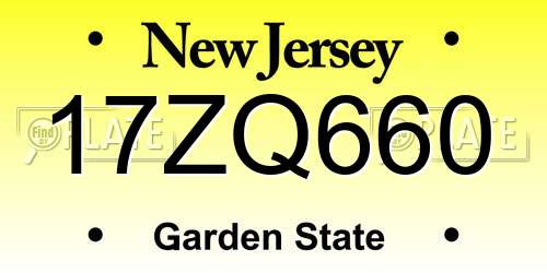 17ZQ660 New Jersey License Plate
