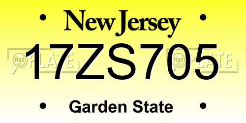 17ZS705 New Jersey License Plate