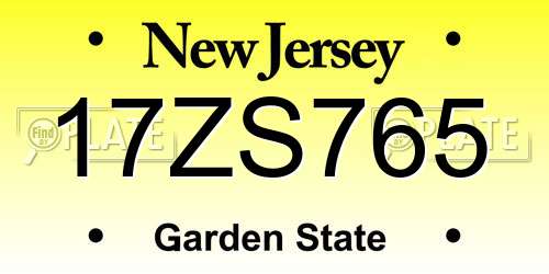 17ZS765 New Jersey License Plate
