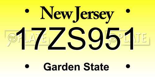 17ZS951 New Jersey License Plate
