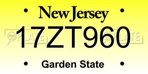 17ZT960 New Jersey License Plate