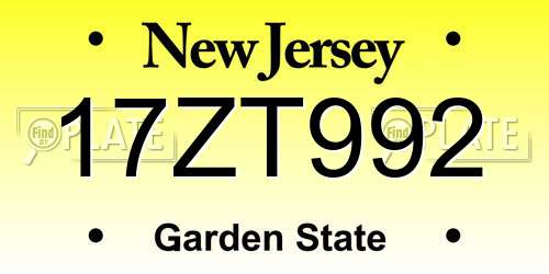 17ZT992 New Jersey License Plate