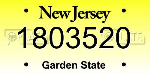 1803520 New Jersey License Plate