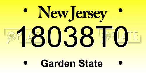 18038T0 New Jersey License Plate