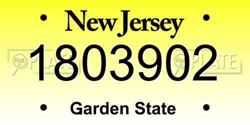1803902 New Jersey License Plate