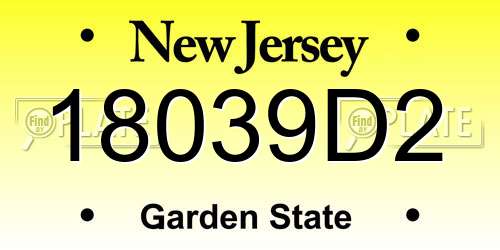 18039D2 New Jersey License Plate