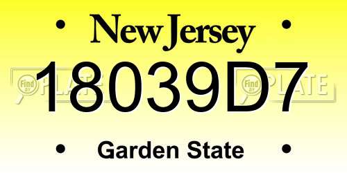 18039D7 New Jersey License Plate