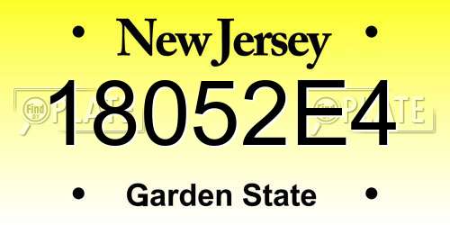 18052E4 New Jersey License Plate