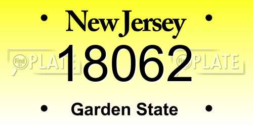 18062 New Jersey License Plate