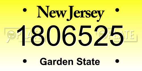 1806525 New Jersey License Plate