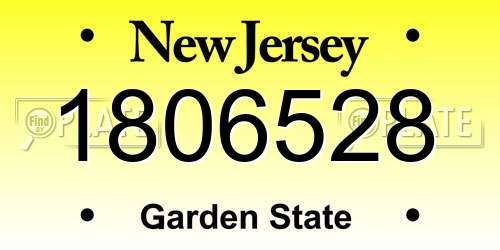 1806528 New Jersey License Plate