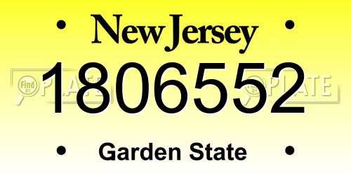 1806552 New Jersey License Plate