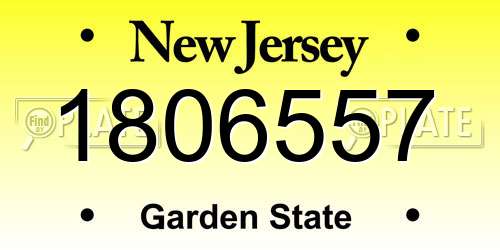 1806557 New Jersey License Plate