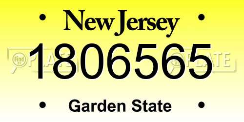 1806565 New Jersey License Plate
