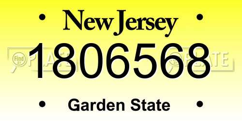 1806568 New Jersey License Plate