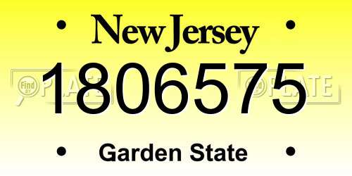 1806575 New Jersey License Plate