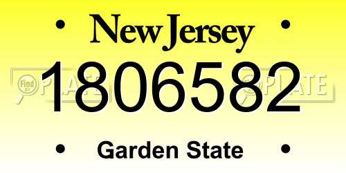 1806582 New Jersey License Plate