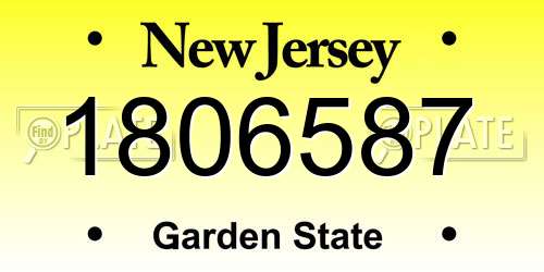 1806587 New Jersey License Plate