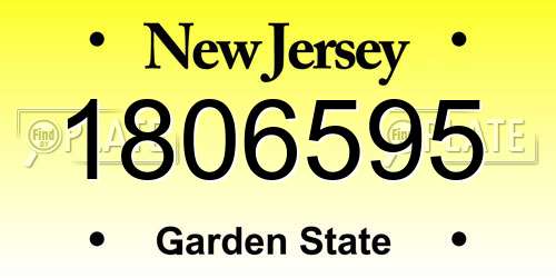 1806595 New Jersey License Plate
