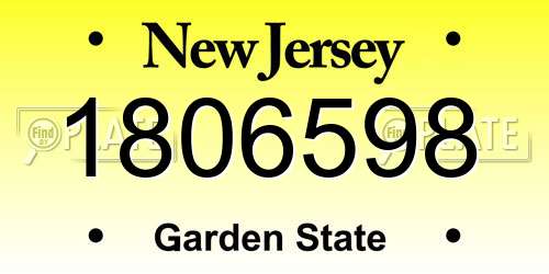 1806598 New Jersey License Plate