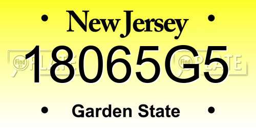18065G5 New Jersey License Plate