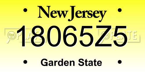 18065Z5 New Jersey License Plate