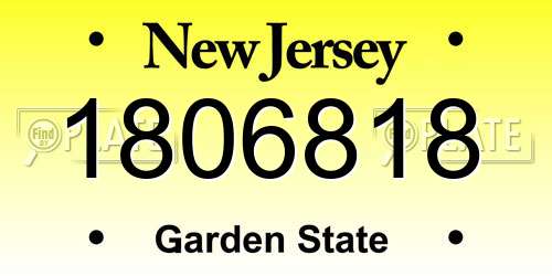 1806818 New Jersey License Plate