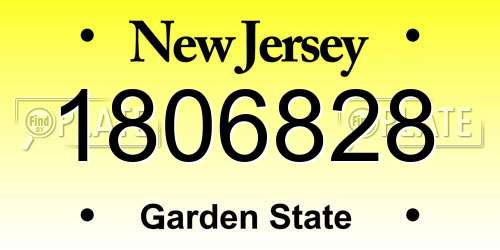 1806828 New Jersey License Plate
